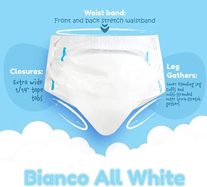 Bambino Bianco Ultra Stretch, White Plastic Backed Diapers